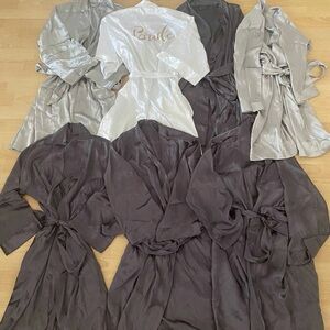 7 Elegant Satin brides maid robes set in Gray/Silver